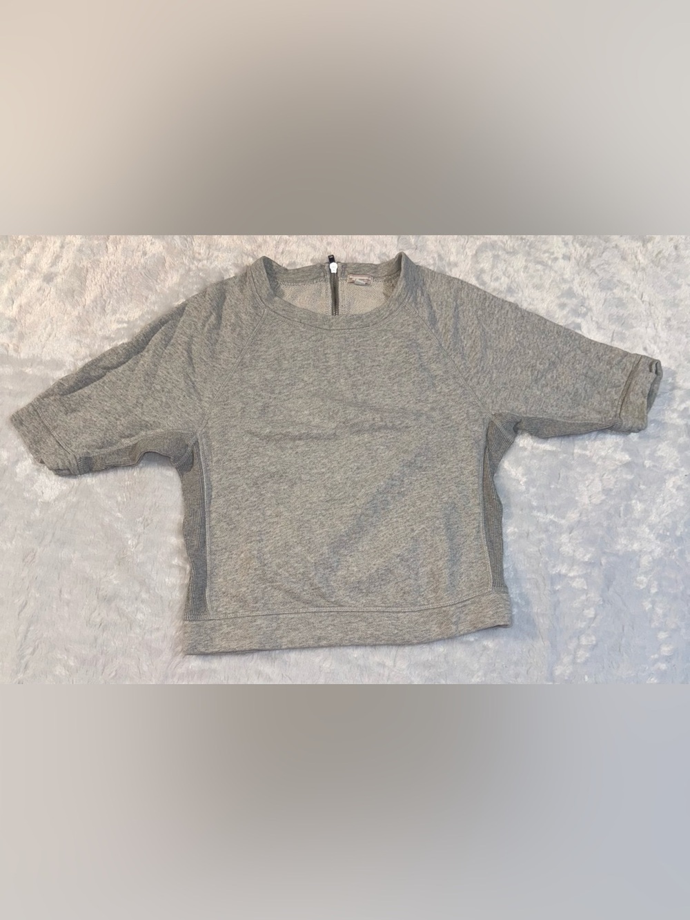 GAP Light Heather Gray Textured Zip Sweater